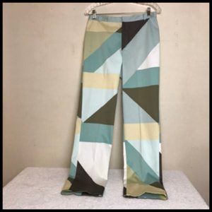 Ellen Tracy Abstract Mod Block Geometric Color Print Slim Fit Pants Size 6